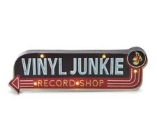 Vinyl Junkie Metal Sign Shop Decor Record Novelty Room Marquee Cave Home Man Lit