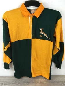 Nuttalls Rugby Top Long Sleeve Size 30/32 100% COTTON Green Yellow R331-2 - Picture 1 of 3