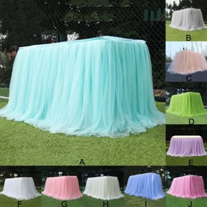 Tulle Tutu Table Skirt Tableware Cover Birthday Wedding Party Decoration - Picture 1 of 24