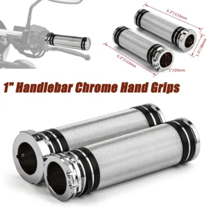 Chrome 1'' Handlebar Hand Grips Fir For Harley Sportster XL883 XL1200 48 72 - Imagen 1 de 7
