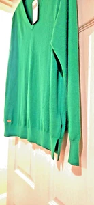 NWT Ralph Lauren silk blend green lightweight sweater. Side slits. V neck - Picture 1 of 4