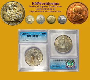 1915 50 Cents Pan Pacific, Rare Gem Original BU, ICG 65+, Rare Grade - Picture 1 of 2