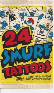 VINTAGE UNOPENED PACK SHEET OF 24 SMURF TATTOOS - Picture 1 of 1