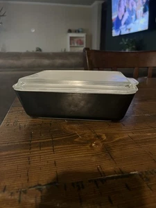 Pyrex Black 503 RODNEY KENT, STARLINE Matte black refrigerator dish w/ Lid - Picture 1 of 2