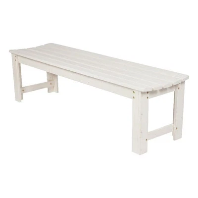 Shine Company 60" Cedar Wood Backless Patio Porch Garden Bench in White - Image 1 of 4