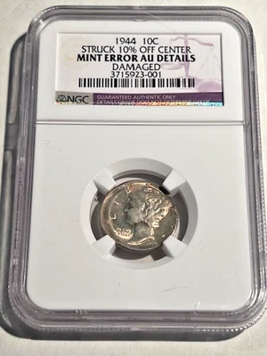 Raro 1944 Mercury Dime 10% Off Center. Erro em perfeito estado. Frete no mesmo dia. - Imagem 1 de 4