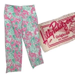 Lilly Pulitzer Original Vintage Scorpion Print Capri Hose Cropped Hose Gr. 12 Pink  - Bild 1 von 12