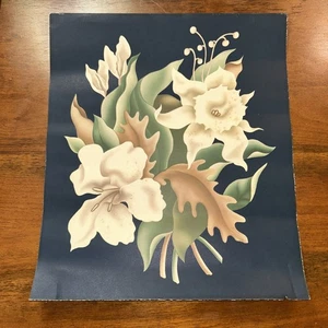 Vintage Turner Print Exploding Lillies On Black 1940’s Large 15 x 13 Unframed - Picture 1 of 13