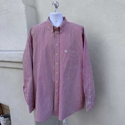 Cutter & Buck Mens 2XT Button Down Dress Shirt Red & White Stripe Holiday Cotton - Image 1 of 4