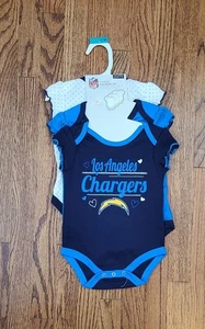 NEW Chargers 3pc Bodysuit Creeper Set Infant baby Newborn 0-3 Months NFL Girls - Picture 1 of 5
