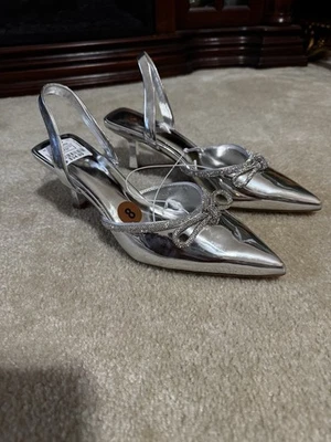 Aldo Women’s Slingback Heels - Size 8 - Silver - New with Tags - Image 1 of 4