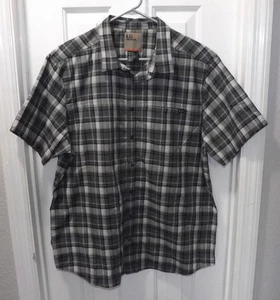 💥 511 TACTICAL GRAY PLAID SNAP BUTTON UP SHORT SLEEVE POCKET SHIRT SIZE L - Picture 1 of 2