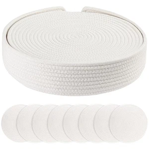 Set di 8 Tovagliette Rotonde in Tessuto con Supporto Tovagliette Resistenti al Calore 13,5 Pollici... - Foto 1 di 7