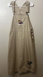 VINTAGE MANDAL BAY JUMPER DRESS WOMENS XL TWILL CHICKENS ROOSTERS FARMCORE - Picture 1 of 7