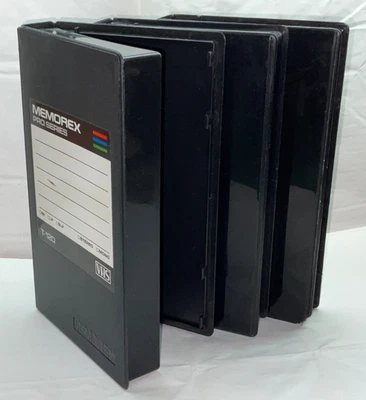 Lote de 3 estuches de caja de almacenamiento vacíos con carcasa de almeja cinta VHS negra vintage solo como están Foto 1 de 4