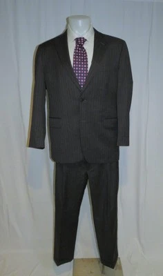 Brooks Brothers 1818 Madison Estrato Charcoal Striped Two Button Suit 43R - Image 1 of 4