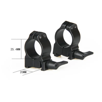 1 Pair Quick Detachable Scope Mount Diameter 25.4mm Rings Base 20mm Rail - Image 1 of 4