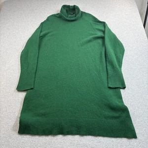 J Crew Sweater Dress Woman XXL Green Turtleneck Wool Blend Minimalist Academia - Picture 1 of 8