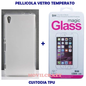 CUSTODIA COVER GEL TPU PELLICOLA VETRO TEMPERATO PER SONY XPERIA M4 AQUA BIANCO - Foto 1 di 1