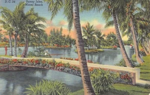 Postcard FL: Sunny Isles, Miami Beach, Florida, Linen Posted 1947 - Picture 1 of 3