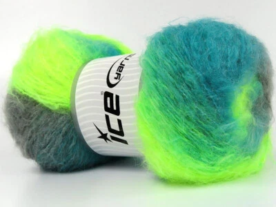 2-Skein Lot Bella Mohair Yarn 4-Medium 2x150g/330m Green Shades - Image 1 of 4