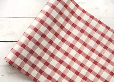 HESTER & COOK RED PAINTED CHECK TABLE RUNNER 20"X25'/BRAND NEW - Image 1 of 3