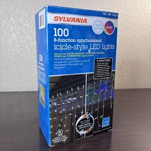 Sylvania 100-Count 8-Function Synchronized Icicle-Style LED Lights Indoor/Outdoo - Picture 1 of 10