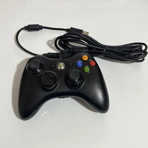 Genuine Official Microsoft XBOX 360 Controller Wired  USB Black - Picture 1 of 7