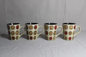 4 New Mastercuisine 13 Oz Mugs With Red & Gold Dots - Picture 1 of 4