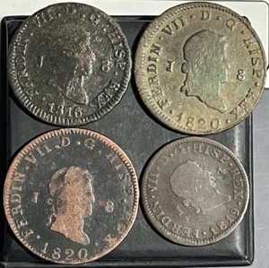 Cincin19,LOTES,Muy Interesante 4 Cobres de Fernando VII ,Jubia - Imagen 1 de 4