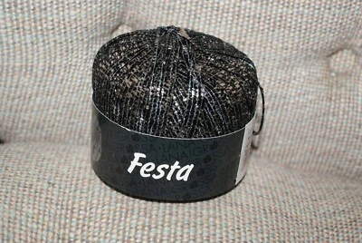 Lana Grossa Festa Black Silver Metallic Yarn Craft Made in Italy Fast Shipping  - Image 1 of 2