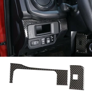 Real Carbon Fiber Interior Fog Light Switch Trim Fit For T@yota T@coma 2015-2020 - Picture 1 of 9