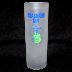 Seagrams Gin Glass Tall Satin Collins Lime I'm A-Peeling In Tonic Cocktail Bar - Picture 1 of 5
