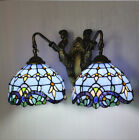 Tiffany Stained Glass Shade Wall Sconce 2-Head Wall Lamp Living Room Lighting 