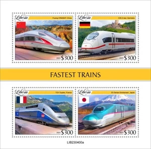 Fastest High Speed Trains MNH Stamps 2023 Liberia M/S - Picture 1 of 1