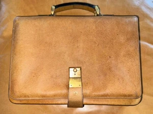 Vintage Loewe Madrid 1898 Business Briefcase Small Tan Leather Document Bag - Picture 1 of 18
