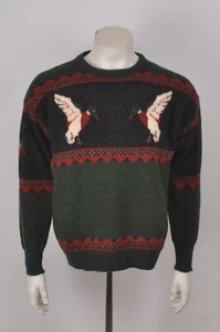 Vintage Woolrich Wool Sweater Green Mallards Ducks - Picture 1 of 5