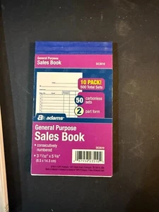 General Purpose Sales Book, 2-Part, Carbonless, White/Canary, 3-11/32 X 5 (158) - Picture 1 of 2