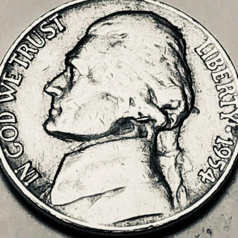 1954 S Jefferson nickel circulated folder filler FREE SHIPPING Cover