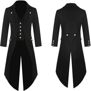 AU Men's Steampunk Victorian Jacket Gothic Tailcoat Costume Vintage Tuxedo Coats