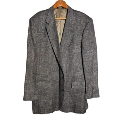 Jaymar Blue Raw Silk Sport Coat Size 44 L Two Button Single Breasted Blazer - Imagem 1 de 4