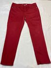 Seven 7 Jeans Women 16 Red Button Front Solid Print 5 Pockets Zip Fly