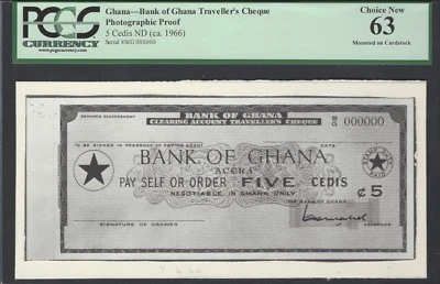 Ghana 5 Cedis ND(1966)  Photographic Proof Uncirculated  - Image 1 of 2