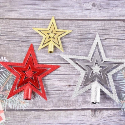 Set of 5 New Electroplated Christmas Tree Topper Stars - Festive Xmas Tree Decor - Image 1 of 4