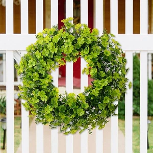 ST. Patrick's Day Wreath Four Leaf Clover Wreath 20'' Farmhouse Welcome Large - Picture 1 of 6