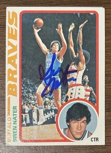 TARJETA DE BALONCESTO SWEN NATER AUTOGRAFIADA 1978-79 TOPPS # 23 BUFFALO BRAVES - Imagen 1 de 5