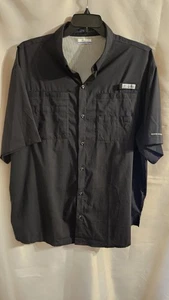 Camiseta negra con botones de manga corta Columbia talla 2XL para hombre - Imagen 1 de 4