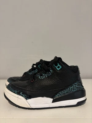 Raro Nike GS Air Jordan 3 Retro Moto Negro/Rojo Sirena/Jade FV5438-001 Talla 11C Foto 1 de 4