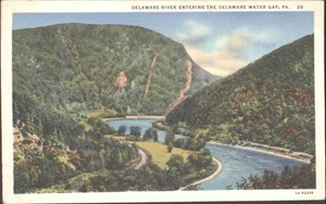 DELAWARE RIVER BETRITT DIE WASSERLÜCKE, Pennsylvania, USA - Vintage POSTKARTE - Bild 1 von 2