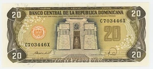 Dominikanische Republik 20 Pesos 1988 Pick 120.c UNC Banknote Stempelglanz - Bild 1 von 2